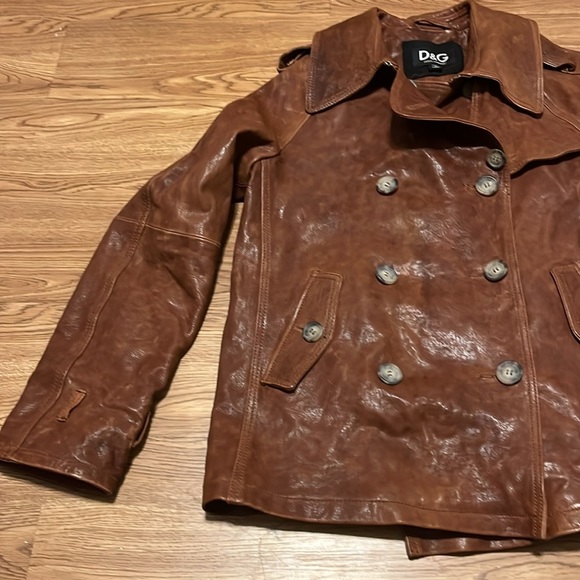Dolce & Gabbana Women's Cognac Brown Leather Jacket Size 40 US Small - Picture 5 of 12